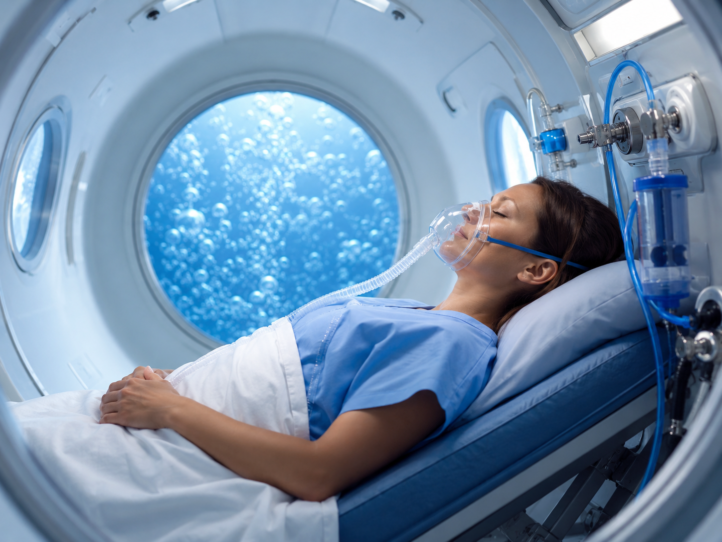Pure oxygen or BIBS delivery at therapeutic pressure