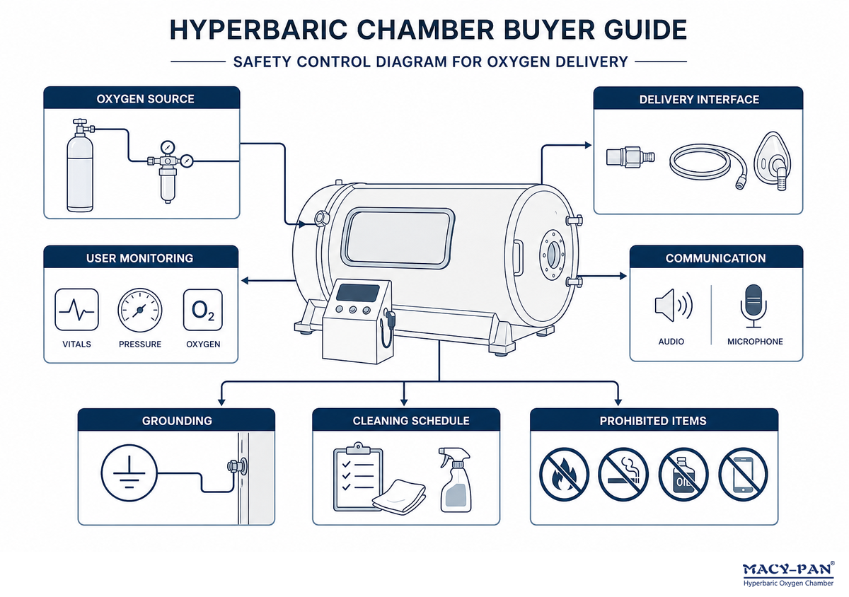 Check oxygen delivery, monitoring, and fire-safety controls — MACY-PAN