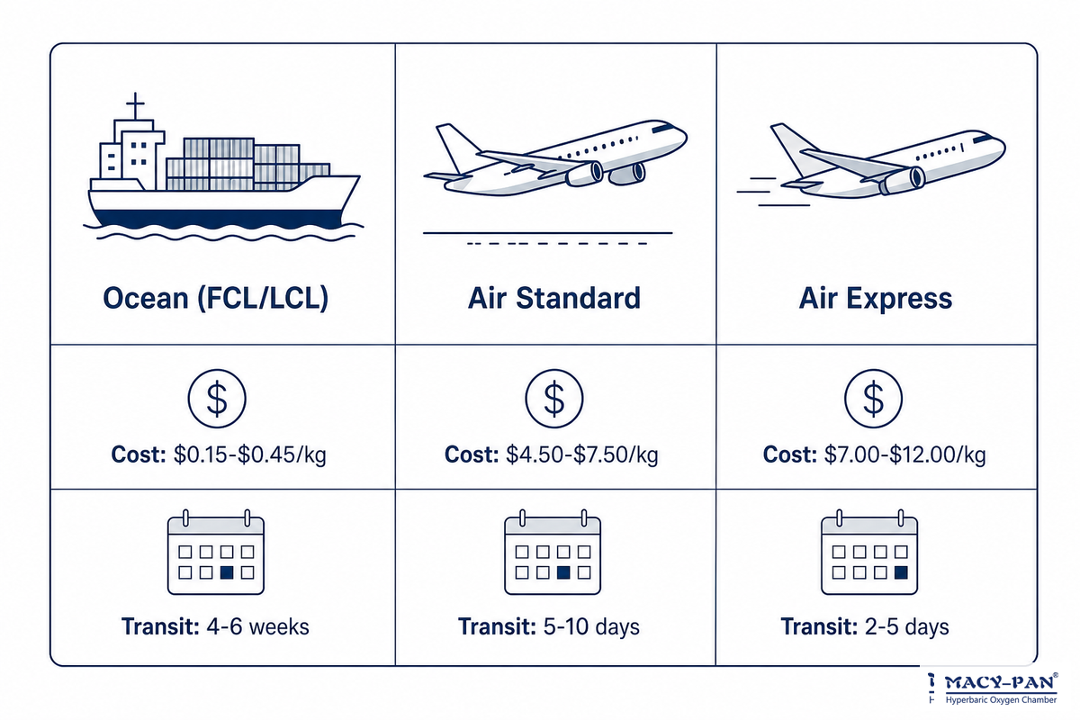 Air Freight vs. Sea Freight vs. Courier: Choosing How Your Chamber Travels — MACY-PAN