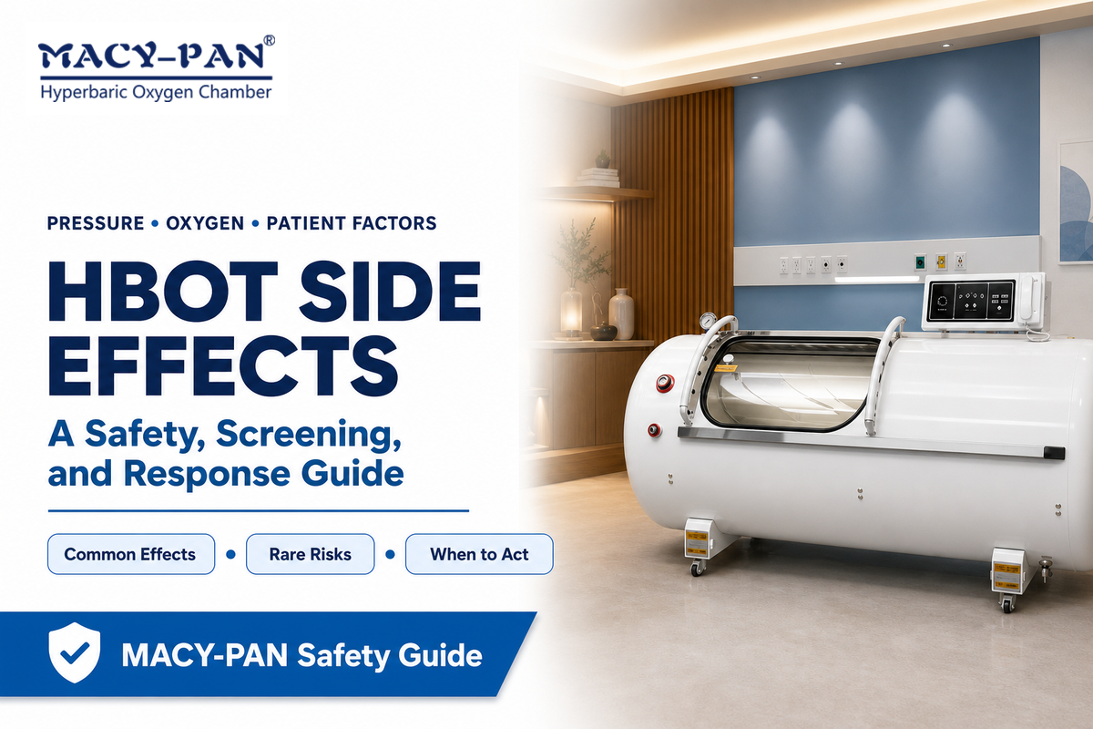 MACY-PAN hyperbaric oxygen therapy side effects guide covering common effects, rare risks, and when to act
