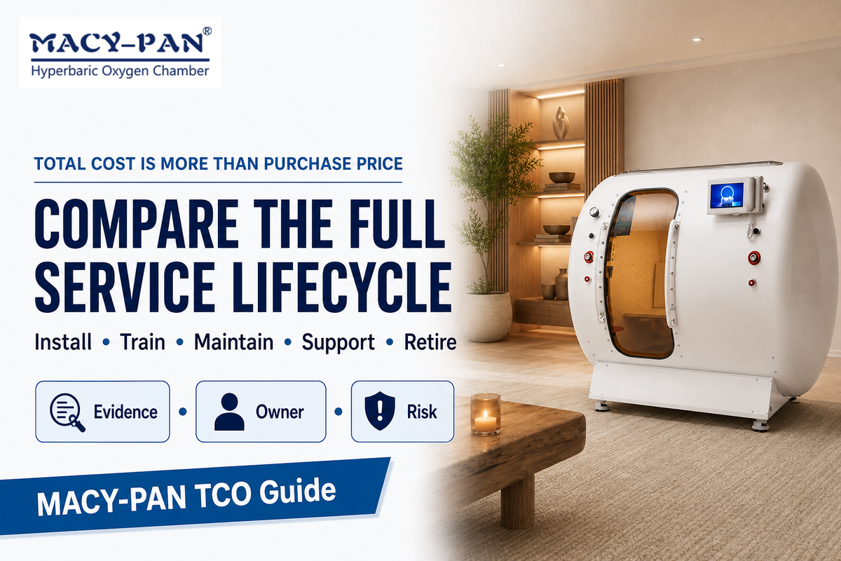 Hyperbaric chamber total-cost poster covering installation training maintenance support and retirement